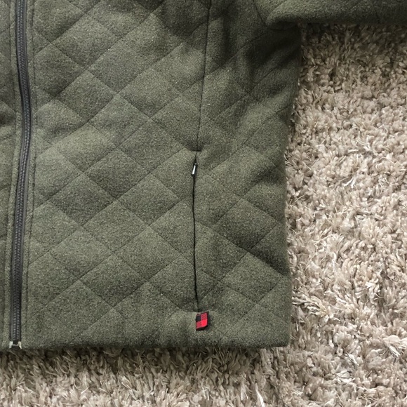 Woolrich Olive Heather Full-Zip Quilted Wool Coat, Sz XL - Picture 8 of 16